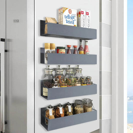 4-Pack Magnetic Spice Rack Organizer – Space-Saving Kitchen Storage Solution”